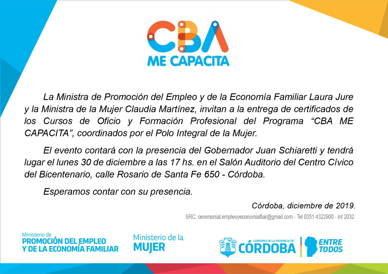 30 de diciembre de 2019: Entrega de certificados "CBA ME CAPACITA" 1